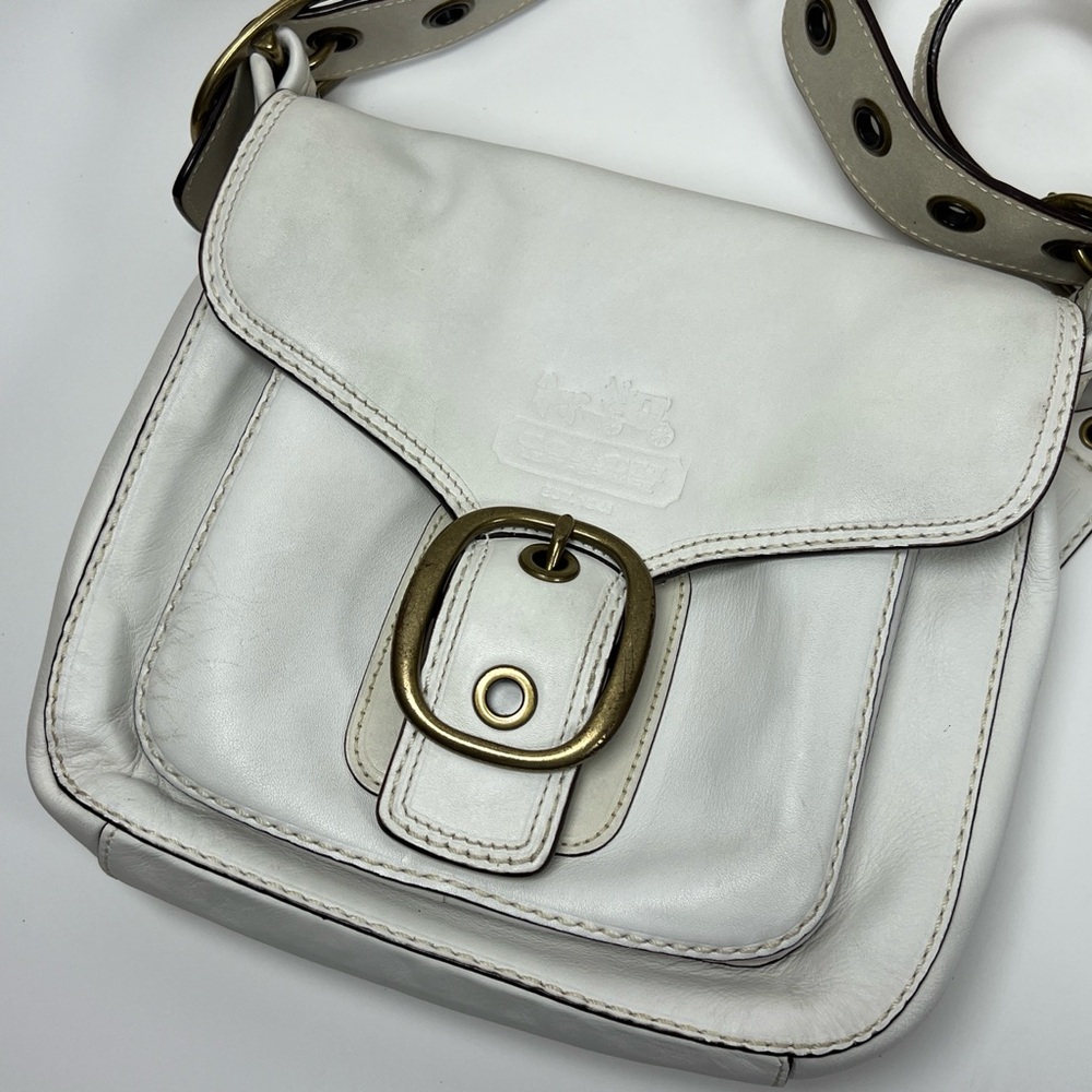 Vintage Legacy Coach Bleecker 11418 Shoulder Crossbody Flap Bag White - Picture 3 of 16